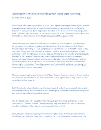 A Submission to the Parliamentary Enquiry in to Live Organ Harvesting. by Andrew D’A