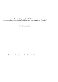 Advances in Analysis, Probability and Mathematical Physics”