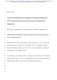 Analysis of the Resuscitation-Availability of Viable-But-Nonculturable