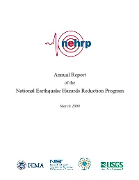 Annual Report of the National Earthquake Hazards Reduction Program