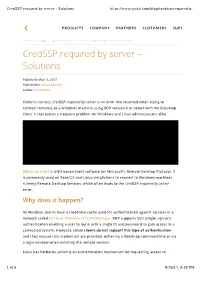 Credssp Required by Server – Solutions