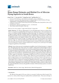 Home Range Estimates and Habitat Use of Siberian Flying Squirrels in South Korea