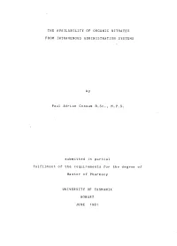 The Availability of Organic Nitrates from Intravenous Administration Systems