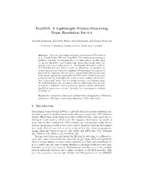 A Lightweight Privacy-Preserving Name Resolution Service