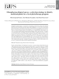 A Selection Strategy to Identify Medicinal Plants for a Local Phytotherapy Program