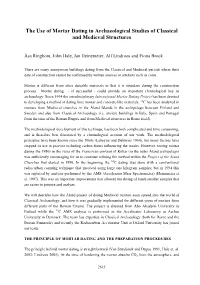 The Use of Mortar Dating in Archaeological Studies of Classical and Medieval Structures