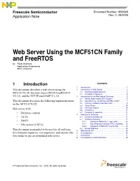 AN3928, Web Server Using the MCF51CN Family and Freertos