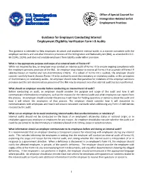 Guidance for Employers Conducting Internal Employment Eligibility Verification Form I-9 Audits