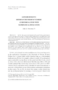 Leonard Dickson's History of the Theory of Numbers