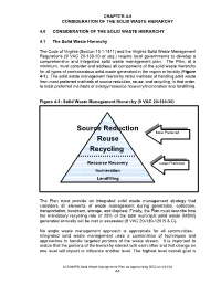 Consideration of the Solid Waste Hierarchy