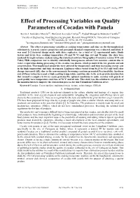 Effect of Processing Variables on Quality Parameters of Cocadas with Panela Kevin J