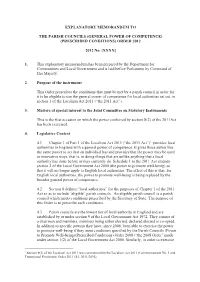 Explanatory Memorandum to the Parish Councils