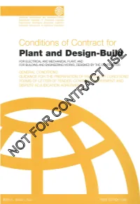 FIDIC Plant and Design-Build Contract 1St Edition 1999
