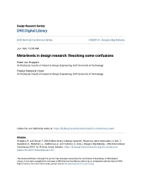 Meta-Levels in Design Research: Resolving Some Confusions