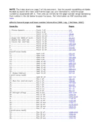 NOTE: the Index Starts on Page 3 of This Document