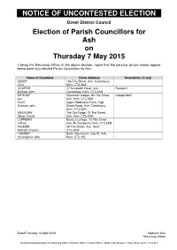 NOTICE of UNCONTESTED ELECTION Election of Parish