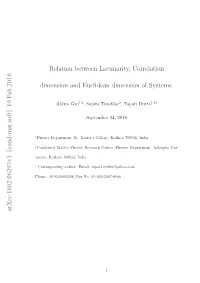 Relation Between Lacunarity, Correlation Dimension And