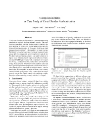 A Case Study of Email Sender Authentication