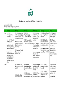 Brockley and New Cross NCT Branch Activity List