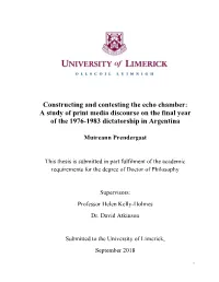 Constructing and Contesting the Echo Chamber: a Study of Print Media Discourse on the Final Year of the 1976-1983 Dictatorship in Argentina