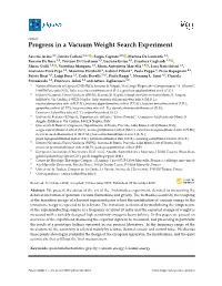 Progress in a Vacuum Weight Search Experiment