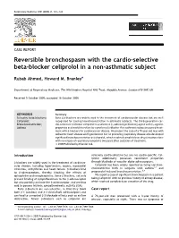 Reversible Bronchospasm with the Cardio-Selective Beta-Blocker Celiprolol in a Non-Asthmatic Subject