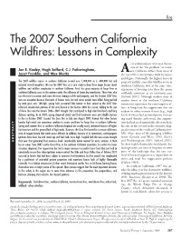 The 2007 Southern California Wildfires: Lessons in Complexity