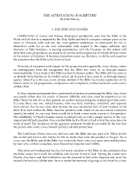 THE ATTESTATION of SCRIPTURE by John Murray