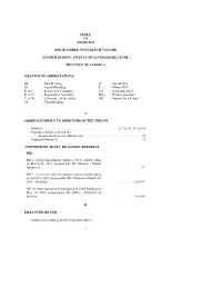 1 Index to Journals One Hundred Nineteenth Volume Fourth Session, Twenty-Seventh Legislature Province of Alberta Meaning of Abbr