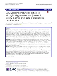 Early Lysosomal Maturation Deficits in Microglia Triggers Enhanced Lysosomal Activity in Other Brain Cells of Progranulin Knockout Mice Julia K