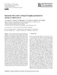 Kinematic First-Order Calving Law Implies Potential for Abrupt Ice-Shelf