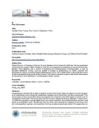 Peer Reviewed Title: Double Time: Facing the Future in Migration's