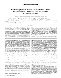 Relationship Between Oxalate, Oxalate Oxidase Activity, Oxalate Sensitivity, and White Mold Susceptibility in Phaseolus Coccineus
