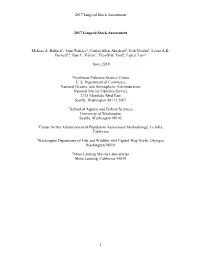 2017 Lingcod Stock Assessment 1