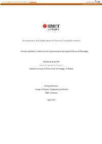 Development and Application of Process Capability Indices