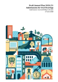 Draft Annual Plan 2020/21 Submissions for Oral Hearings Submissions Received 8 May to 8 June 17 June 2020