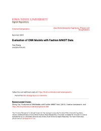 Evaluation of CNN Models with Fashion MNIST Data