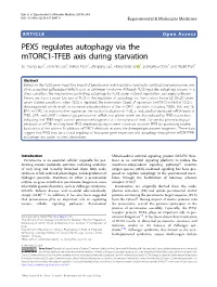 PEX5 Regulates Autophagy Via the Mtorc1-TFEB Axis During Starvation