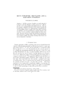 Ricci Curvature, Circulants, and a Matching Condition 1