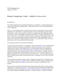 Russian 'Kompromat' Works – Whether It's True Or