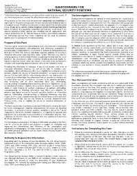Standard Form 86, Questionnaire for National Security Positions