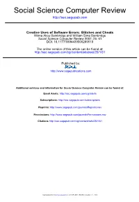 Glitches and Cheats Wilma Alice Bainbridge and William Sims Bainbridge Social Science Computer Review 2007; 25; 61 DOI: 10.1177/0894439306289510