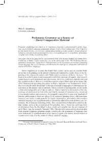 Prekmurje Grammar As a Source of Slavic Comparative Material