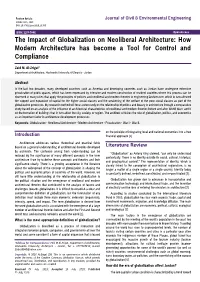 The Impact of Globalization on Neoliberal Architecture: How Modern Architecture Has Become a Tool for Control and Compliance