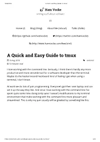 A Quick and Easy Guide to Tmux