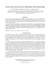 Extreme Ultraviolet Interference Lithography with Incoherent Light