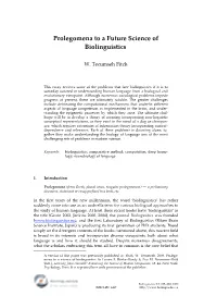 Prolegomena to a Future Science of Biolinguistics