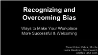 Recognizing and Overcoming Bias