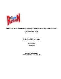 Reducing Suicidal Ideation Through Treatment of Nightmares-PTSD (REST-ON-PTSD)
