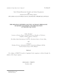 The Relation Between Solution of Bbgky Hierarchy of Kinetic Equations and the Solution of Wigner Equation